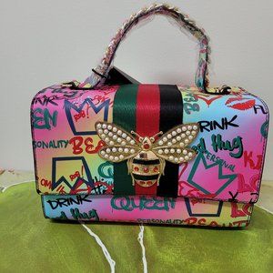 Graffiti Stripe Boxy Handbag and Wallet